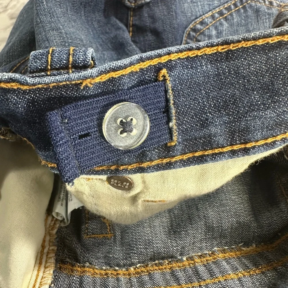 Girls Blue Denim cuffed adjustable waist button detail Jean Shorts size 8